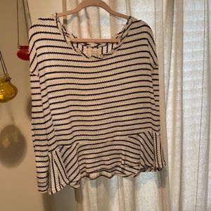 We The Free striped long sleeve peplum thermal top